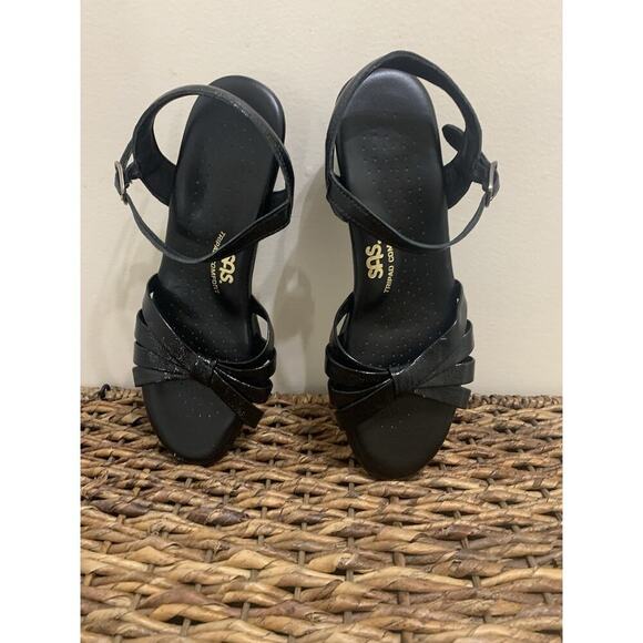 SAS Stripy Black Sandals Comfort Princess Made In The USA 7 - Picture 1 of 6
